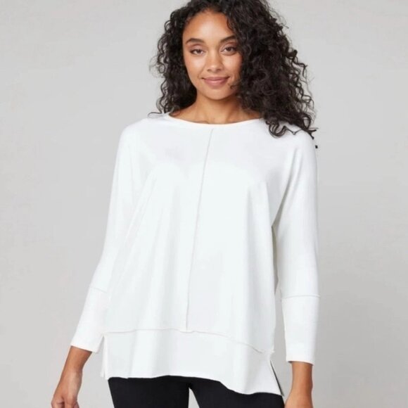 SPANX Size 2X Powder White Perfect Length Dolman 3/4 Sleeve Sweatshirt Top, EUC - Picture 1 of 14